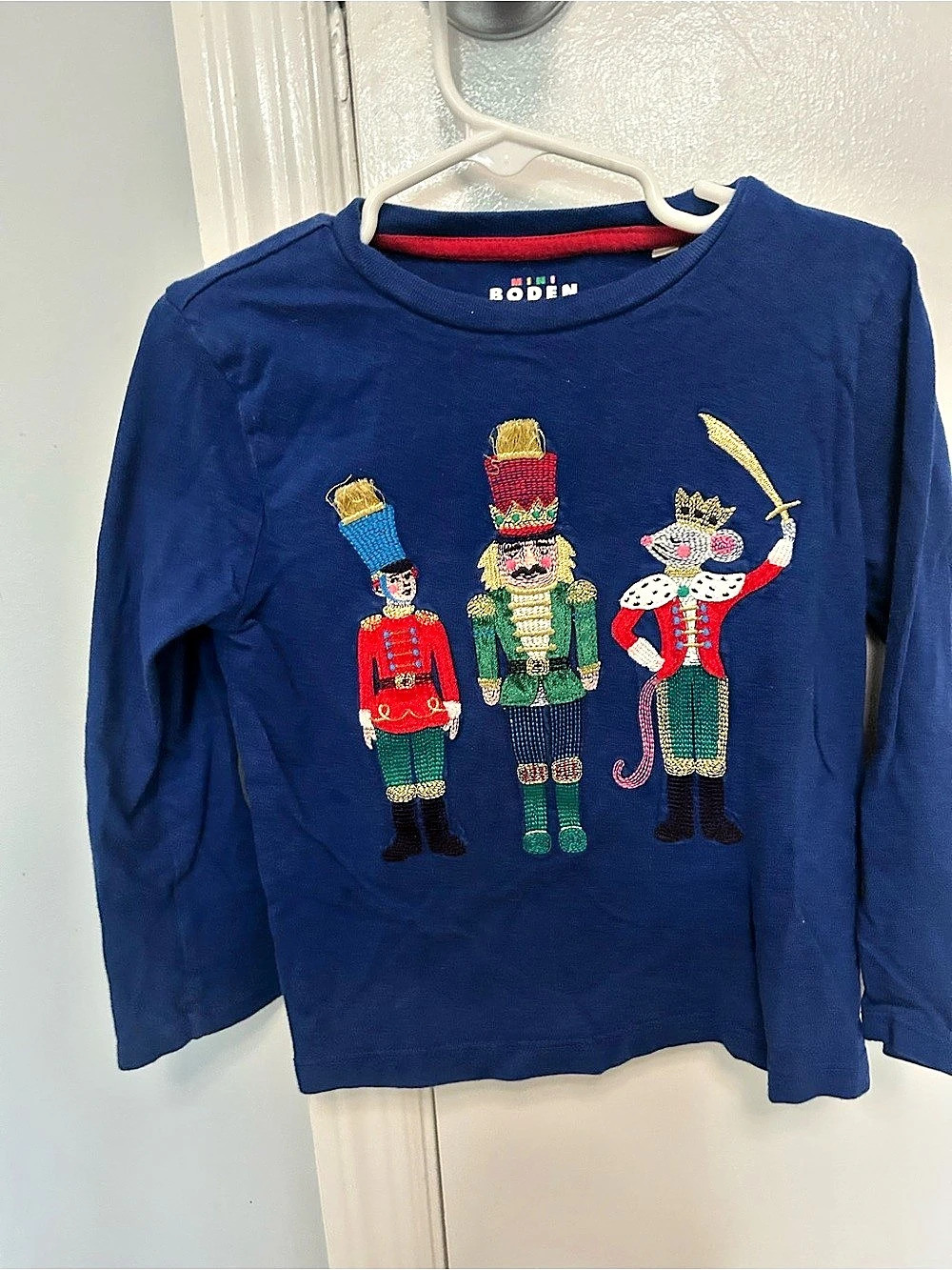 Mini Boden Kids Long Sleeve Nutcracker Graphic Blue 3-4 Years